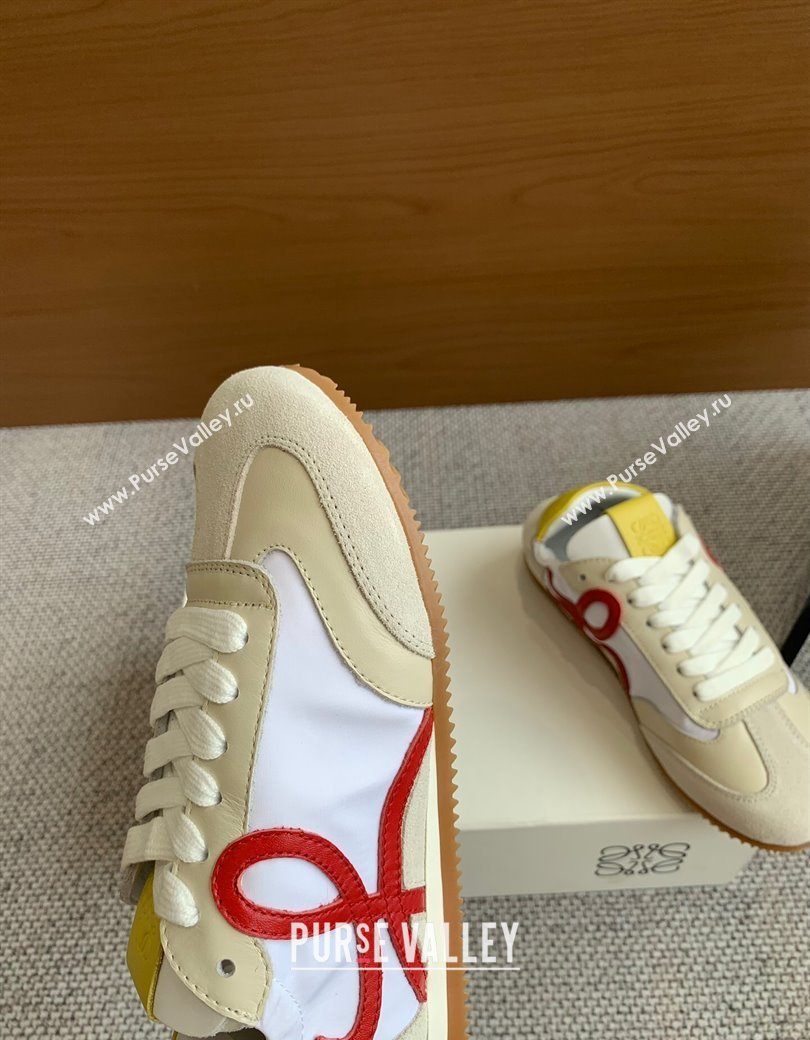 Loewe Ballet Runner 2.0 Sneakers in calfskin, nylon and suede Beige/White/Yellow 2025 ( For Women and Men) (KL-250221028)
