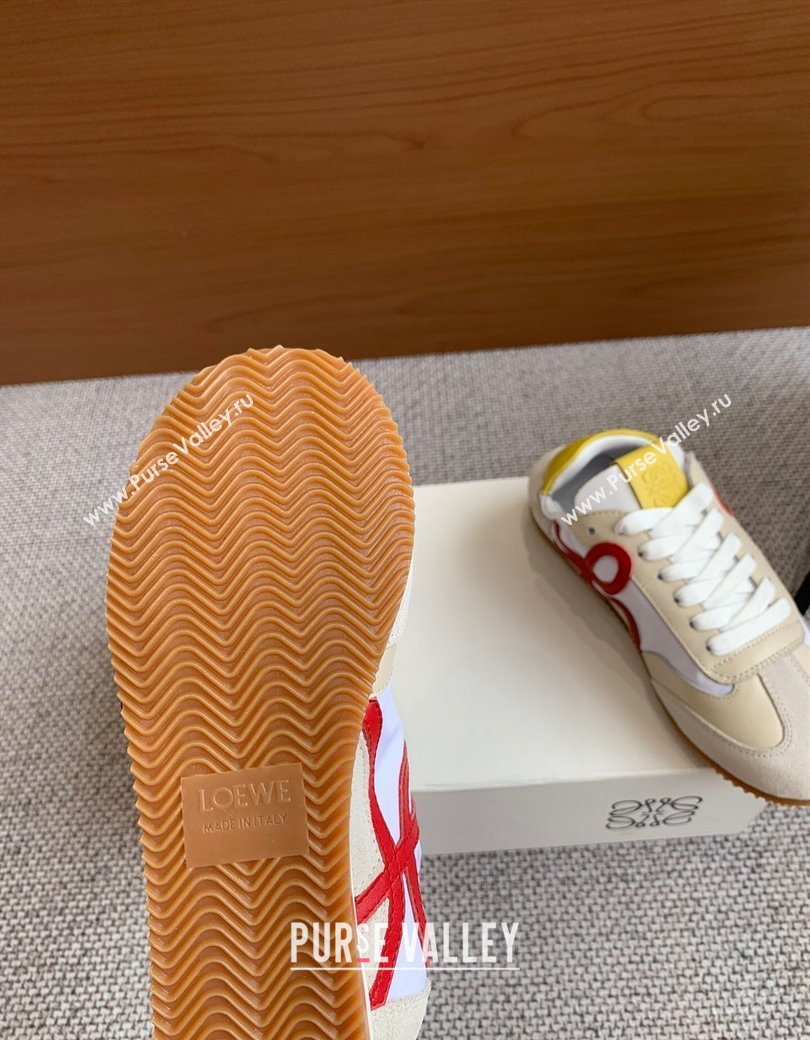 Loewe Ballet Runner 2.0 Sneakers in calfskin, nylon and suede Beige/White/Yellow 2025 ( For Women and Men) (KL-250221028)