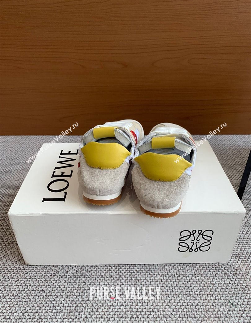 Loewe Ballet Runner 2.0 Sneakers in calfskin, nylon and suede Beige/White/Yellow 2025 ( For Women and Men) (KL-250221028)