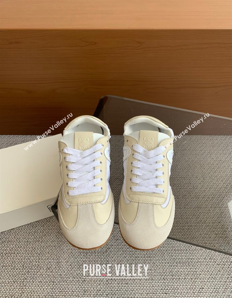 Loewe Ballet Runner 2.0 Sneakers in calfskin, nylon and suede Light Beige/White 2025 ( For Women and Men) (KL-250221029)