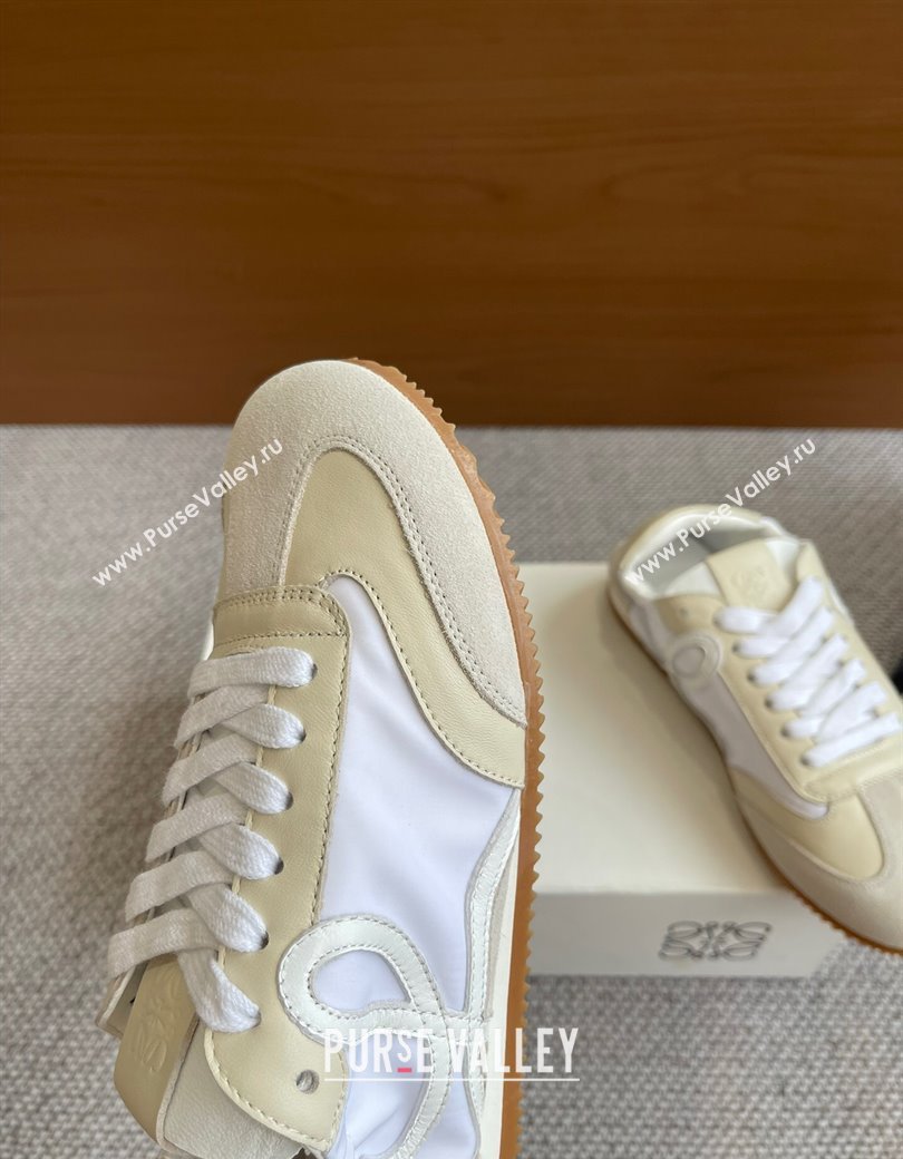 Loewe Ballet Runner 2.0 Sneakers in calfskin, nylon and suede Light Beige/White 2025 ( For Women and Men) (KL-250221029)