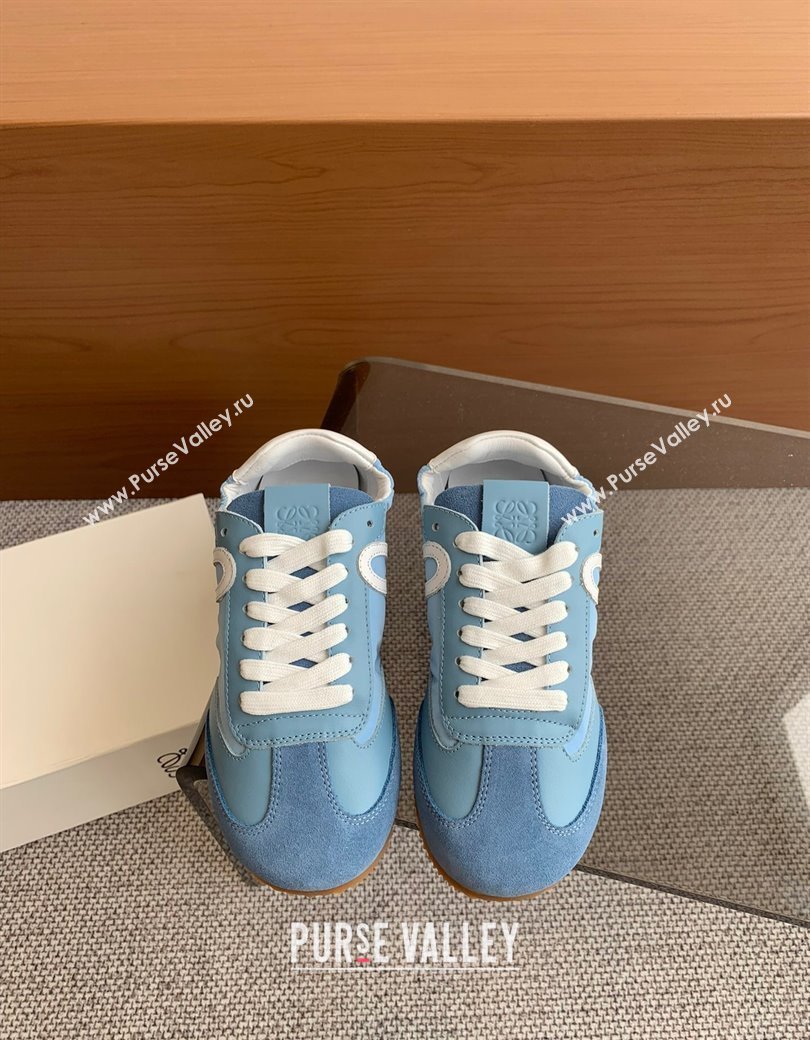 Loewe Ballet Runner 2.0 Sneakers in calfskin, nylon and suede Light Blue/White 2025 ( For Women and Men) (KL-250221030)