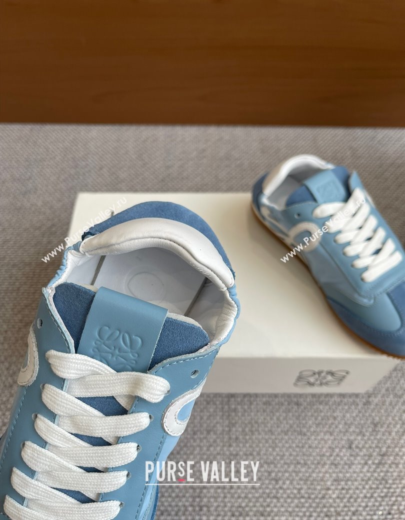 Loewe Ballet Runner 2.0 Sneakers in calfskin, nylon and suede Light Blue/White 2025 ( For Women and Men) (KL-250221030)