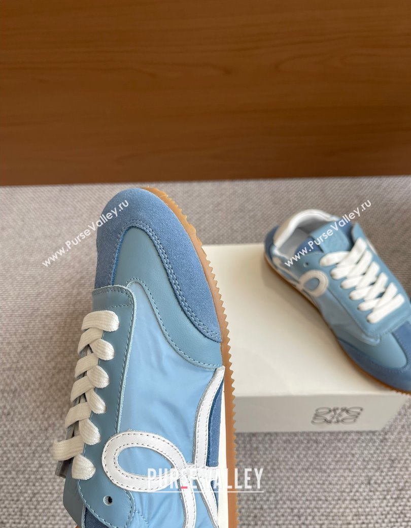 Loewe Ballet Runner 2.0 Sneakers in calfskin, nylon and suede Light Blue/White 2025 ( For Women and Men) (KL-250221030)