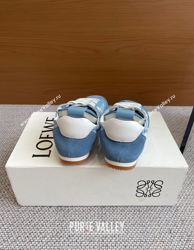 Loewe Ballet Runner 2.0 Sneakers in calfskin, nylon and suede Light Blue/White 2025 ( For Women and Men) (KL-250221030)