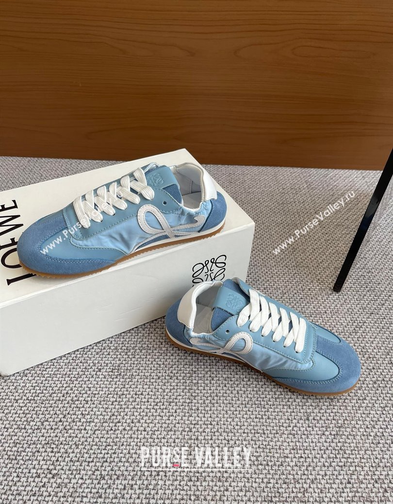 Loewe Ballet Runner 2.0 Sneakers in calfskin, nylon and suede Light Blue/White 2025 ( For Women and Men) (KL-250221030)