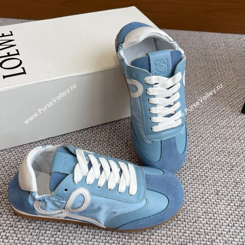Loewe Ballet Runner 2.0 Sneakers in calfskin, nylon and suede Light Blue/White 2025 ( For Women and Men) (KL-250221030)