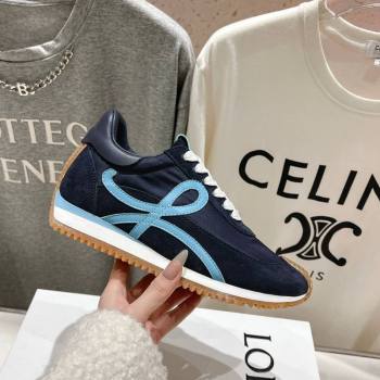Loewe Flow Runner Sneakers in calfskin, nylon and suede Dark Blue 2025 LW022103 (KL-250221040)