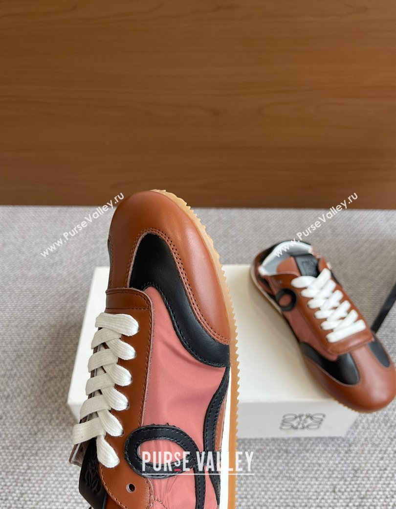 Loewe Ballet Runner 2.0 Sneakers in calfskin, nylon and suede Dark Brown/Black 2025 ( For Women and Men) (KL-250221031)