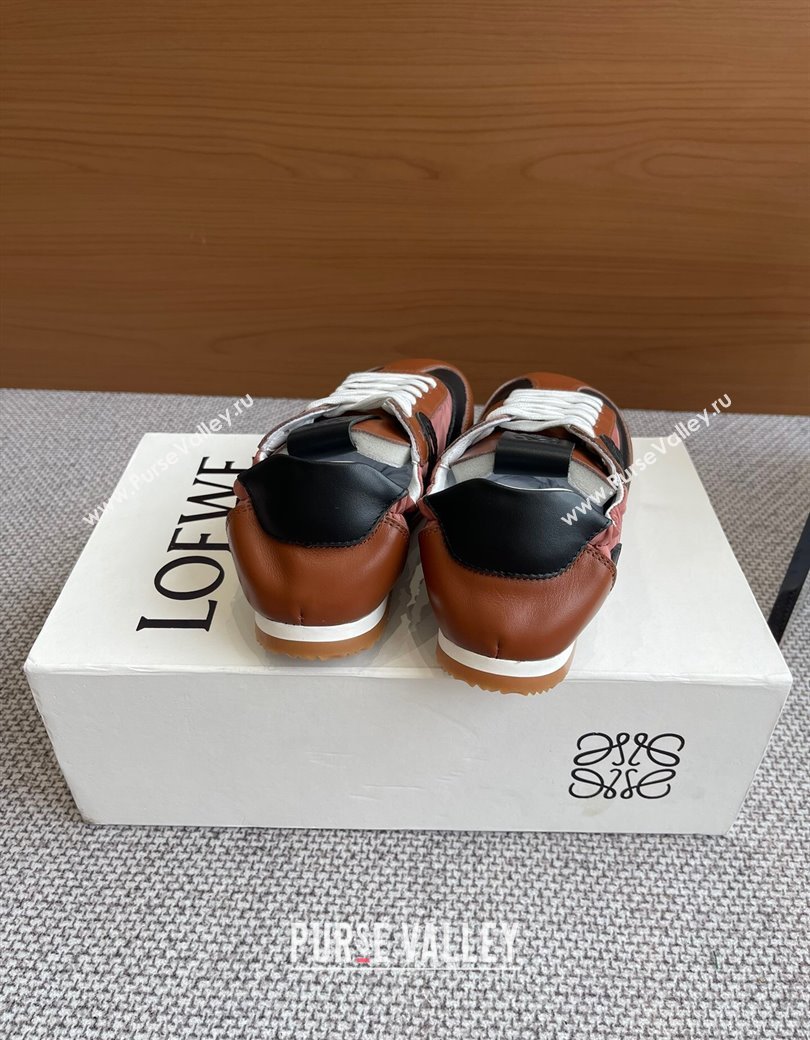 Loewe Ballet Runner 2.0 Sneakers in calfskin, nylon and suede Dark Brown/Black 2025 ( For Women and Men) (KL-250221031)