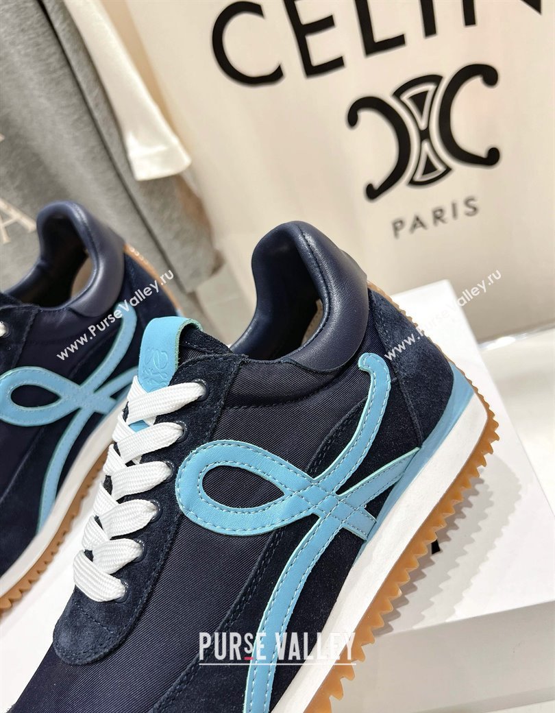 Loewe Flow Runner Sneakers in calfskin, nylon and suede Dark Blue 2025 LW022103 (KL-250221040)