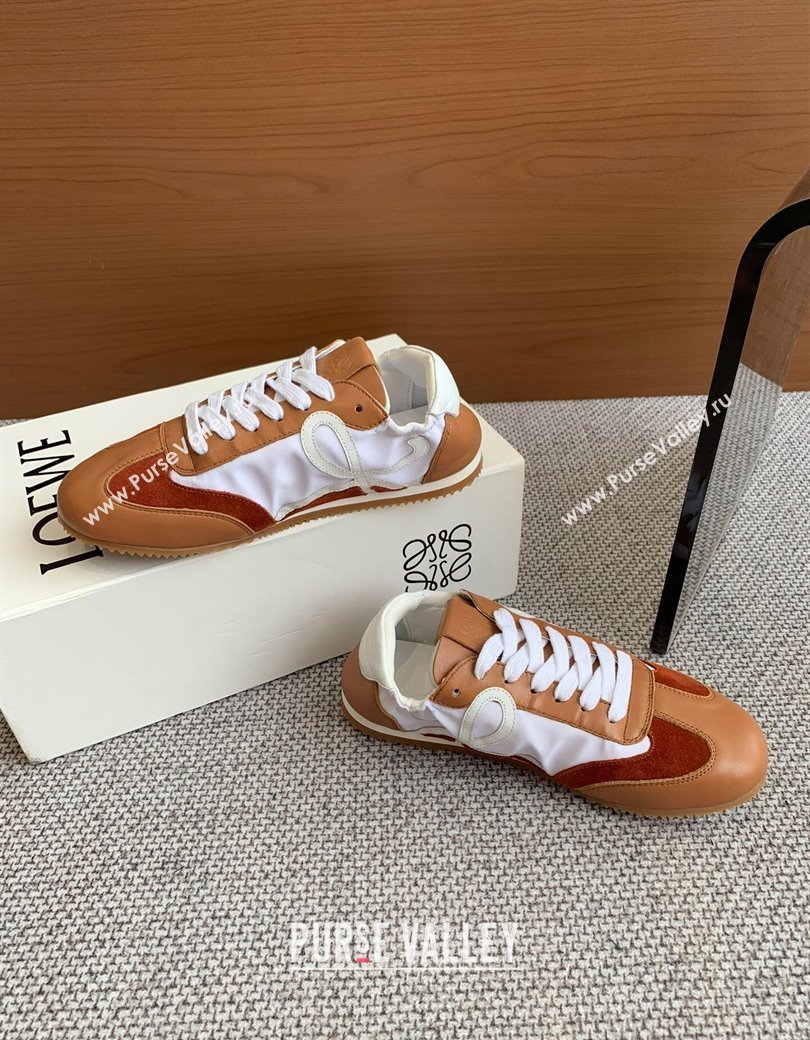 Loewe Ballet Runner 2.0 Sneakers in calfskin, nylon and suede Tan Brown 2025 ( For Women and Men) (KL-250221032)
