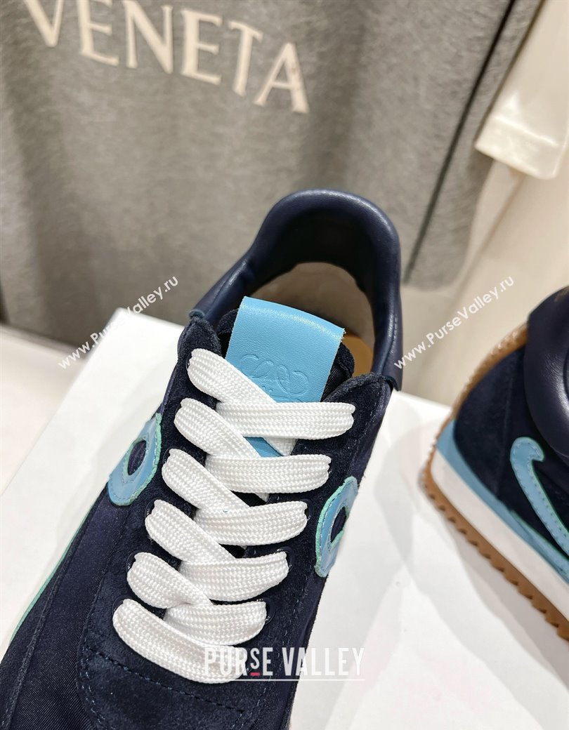 Loewe Flow Runner Sneakers in calfskin, nylon and suede Dark Blue 2025 LW022103 (KL-250221040)
