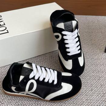 Loewe Ballet Runner 2.0 Sneakers in calfskin, nylon and suede Black/White2 2025 ( For Women and Men) (KL-250221033)