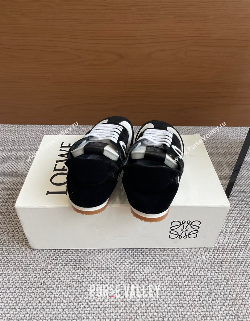 Loewe Ballet Runner 2.0 Sneakers in calfskin, nylon and suede Black/White2 2025 ( For Women and Men) (KL-250221033)