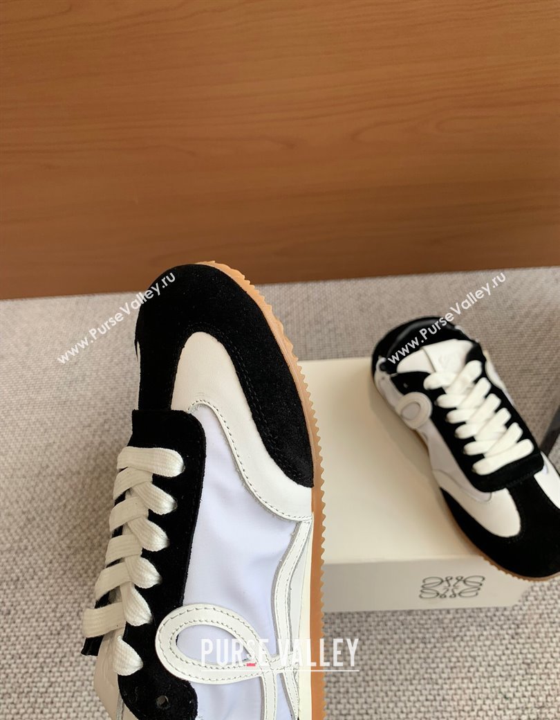 Loewe Ballet Runner 2.0 Sneakers in calfskin, nylon and suede White/Black2 2025 ( For Women and Men) (KL-250221034)