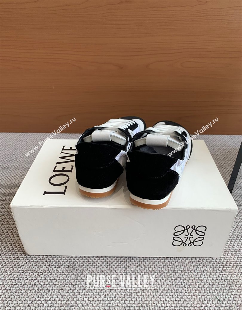 Loewe Ballet Runner 2.0 Sneakers in calfskin, nylon and suede White/Black2 2025 ( For Women and Men) (KL-250221034)