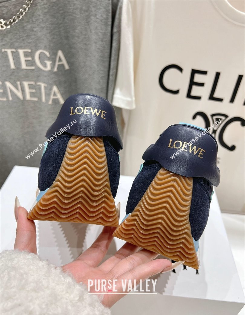Loewe Flow Runner Sneakers in calfskin, nylon and suede Dark Blue 2025 LW022103 (KL-250221040)