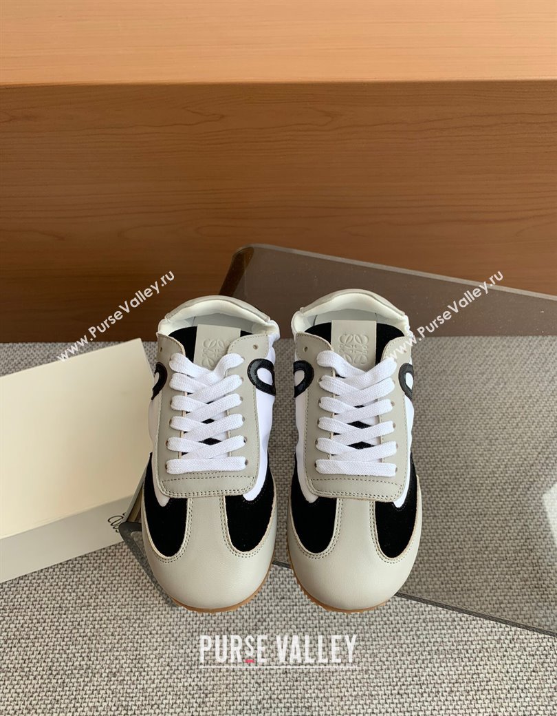Loewe Ballet Runner 2.0 Sneakers in calfskin, nylon and suede Grey/White/Black 2025 ( For Women and Men) (KL-250221035)