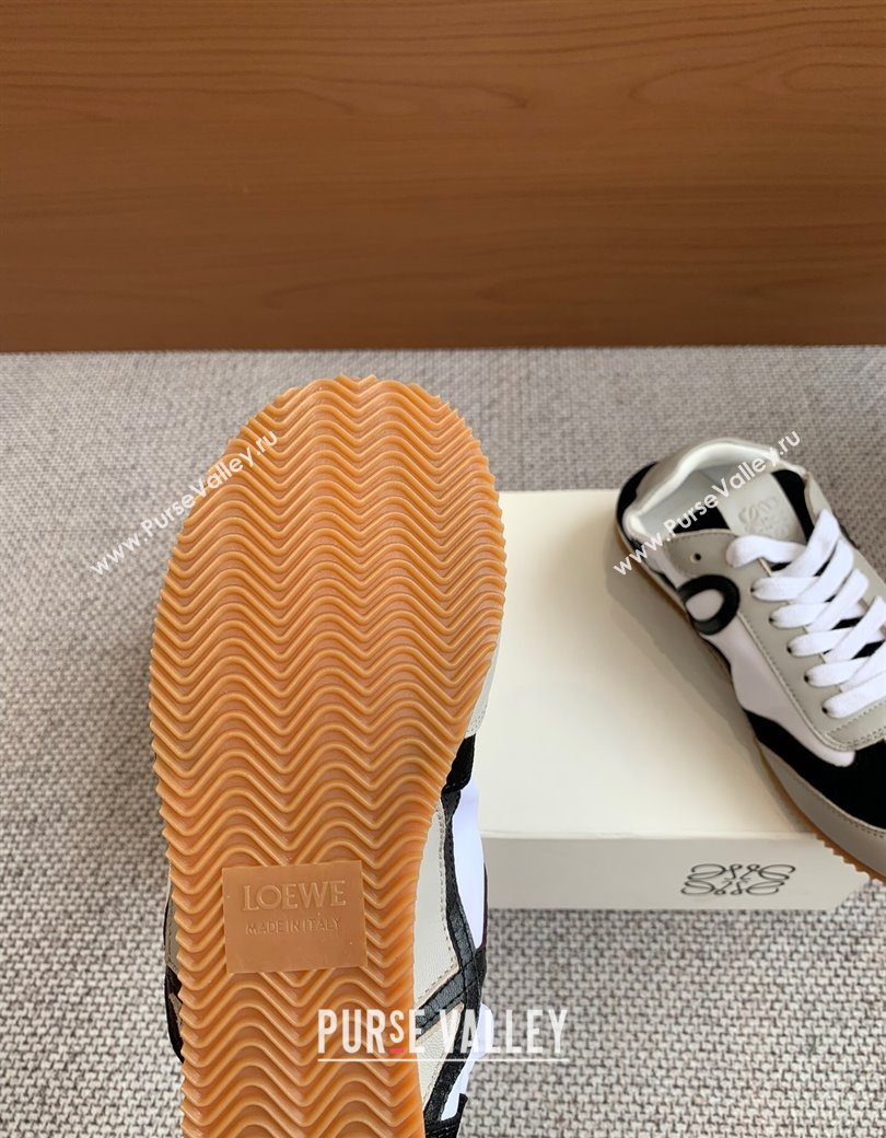 Loewe Ballet Runner 2.0 Sneakers in calfskin, nylon and suede Grey/White/Black 2025 ( For Women and Men) (KL-250221035)