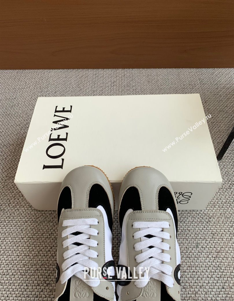 Loewe Ballet Runner 2.0 Sneakers in calfskin, nylon and suede Grey/White/Black 2025 ( For Women and Men) (KL-250221035)