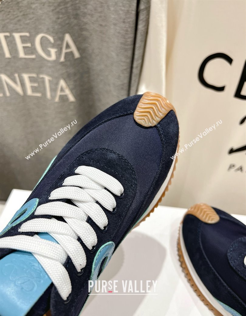 Loewe Flow Runner Sneakers in calfskin, nylon and suede Dark Blue 2025 LW022103 (KL-250221040)