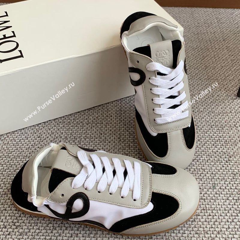 Loewe Ballet Runner 2.0 Sneakers in calfskin, nylon and suede Grey/White/Black 2025 ( For Women and Men) (KL-250221035)