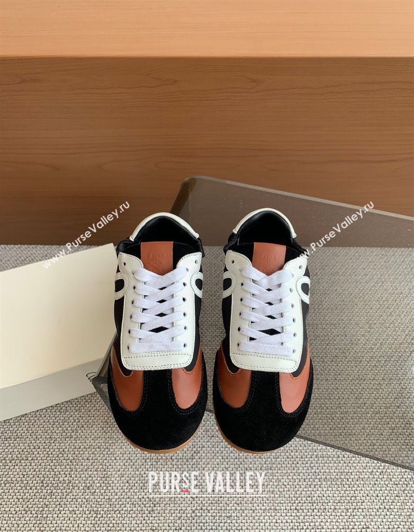 Loewe Ballet Runner 2.0 Sneakers in calfskin, nylon and suede Brown/Black/White 2025 ( For Women and Men) (KL-250221036)