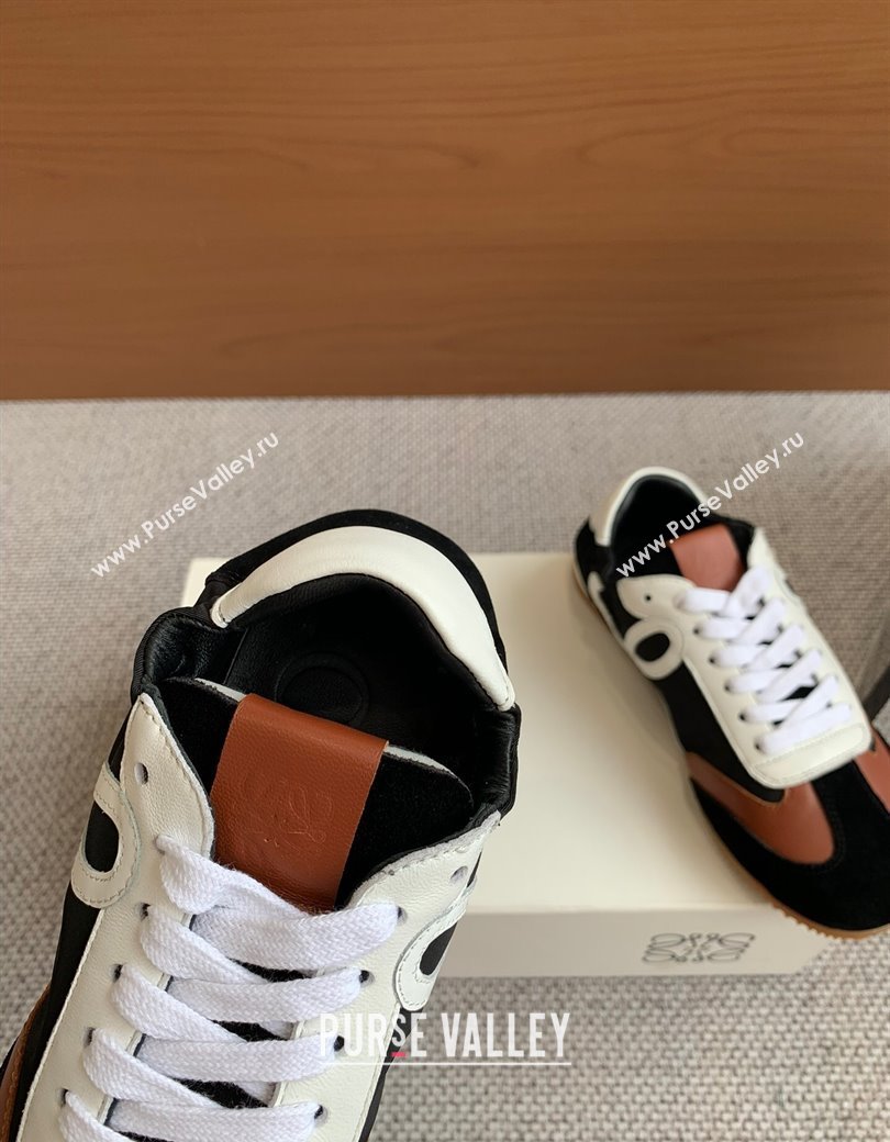 Loewe Ballet Runner 2.0 Sneakers in calfskin, nylon and suede Brown/Black/White 2025 ( For Women and Men) (KL-250221036)