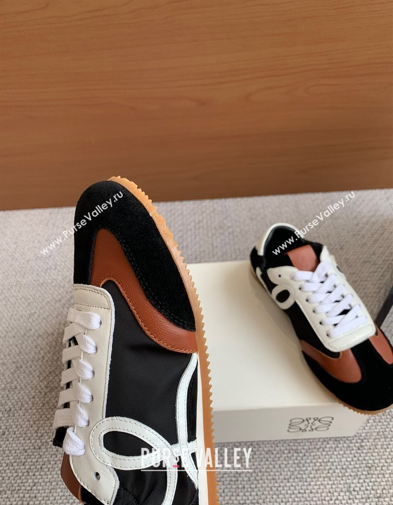 Loewe Ballet Runner 2.0 Sneakers in calfskin, nylon and suede Brown/Black/White 2025 ( For Women and Men) (KL-250221036)