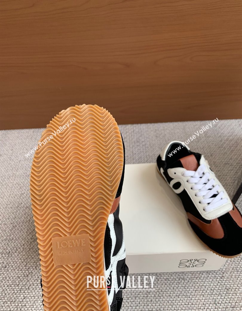 Loewe Ballet Runner 2.0 Sneakers in calfskin, nylon and suede Brown/Black/White 2025 ( For Women and Men) (KL-250221036)
