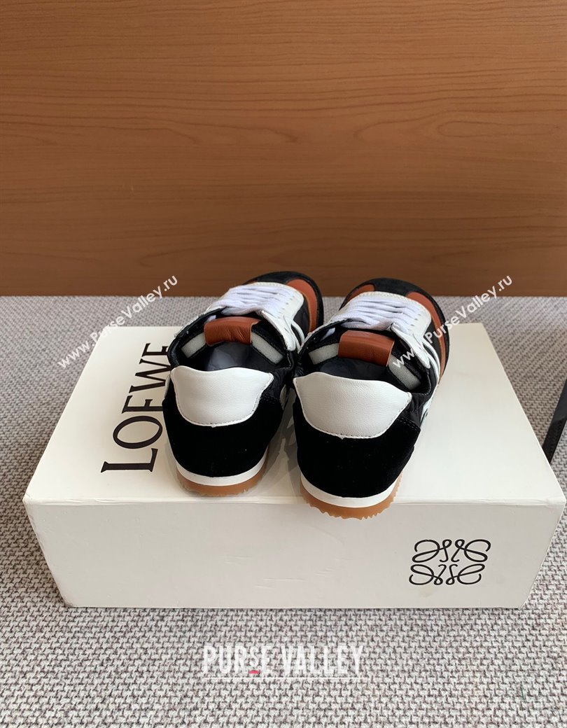 Loewe Ballet Runner 2.0 Sneakers in calfskin, nylon and suede Brown/Black/White 2025 ( For Women and Men) (KL-250221036)
