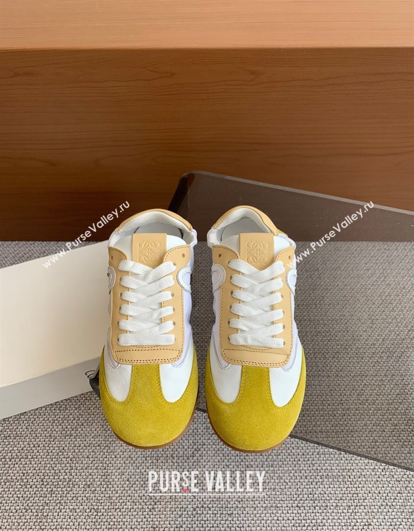 Loewe Ballet Runner 2.0 Sneakers in calfskin, nylon and suede Yellow/Apricot 2025 ( For Women and Men) (KL-250221037)