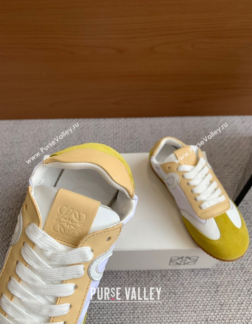 Loewe Ballet Runner 2.0 Sneakers in calfskin, nylon and suede Yellow/Apricot 2025 ( For Women and Men) (KL-250221037)