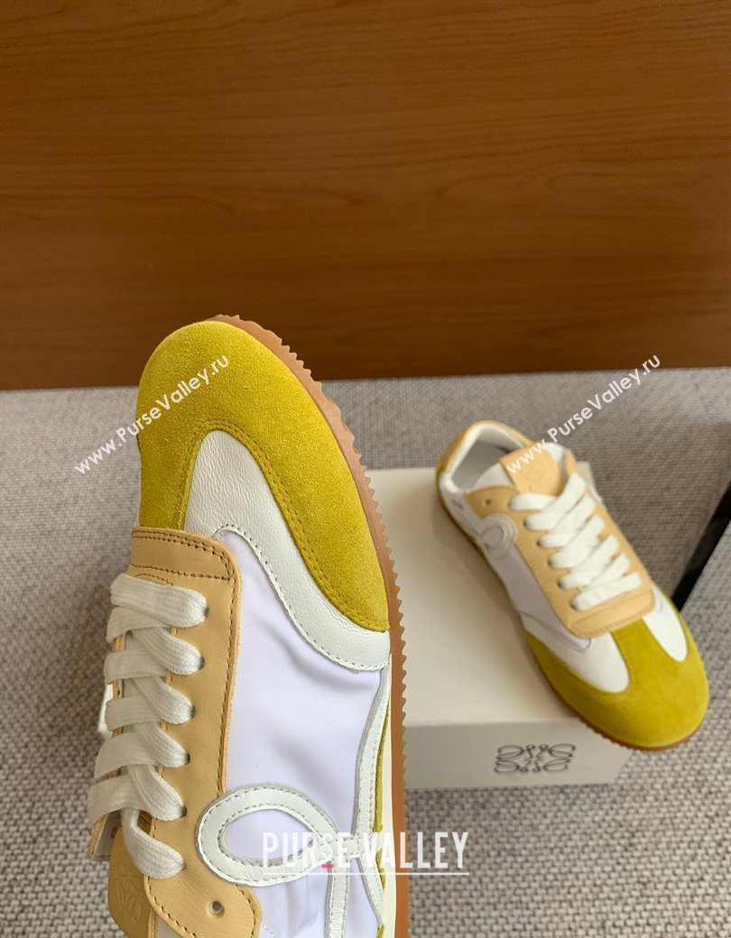 Loewe Ballet Runner 2.0 Sneakers in calfskin, nylon and suede Yellow/Apricot 2025 ( For Women and Men) (KL-250221037)