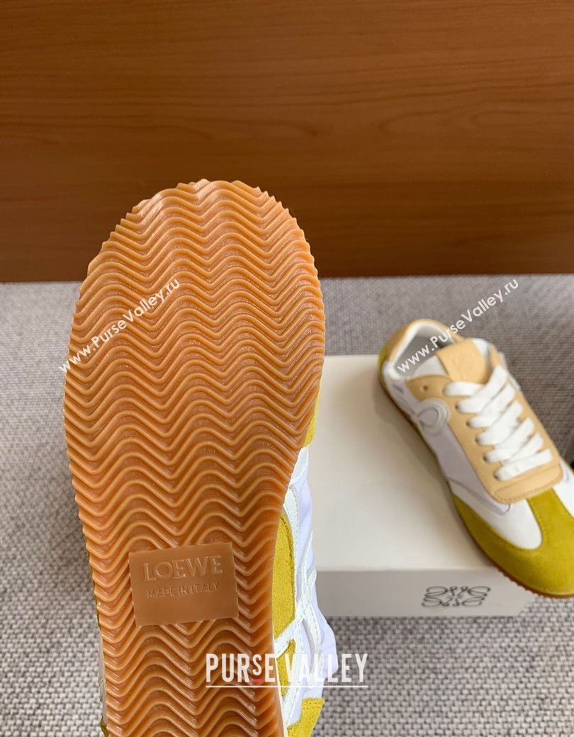 Loewe Ballet Runner 2.0 Sneakers in calfskin, nylon and suede Yellow/Apricot 2025 ( For Women and Men) (KL-250221037)