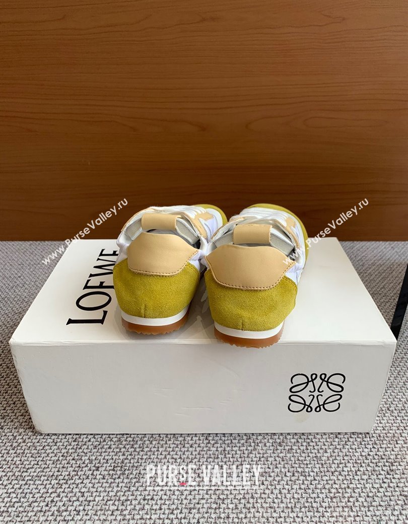 Loewe Ballet Runner 2.0 Sneakers in calfskin, nylon and suede Yellow/Apricot 2025 ( For Women and Men) (KL-250221037)