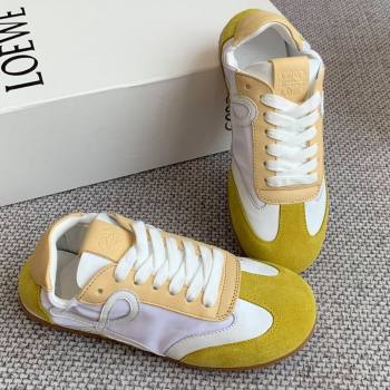 Loewe Ballet Runner 2.0 Sneakers in calfskin, nylon and suede Yellow/Apricot 2025 ( For Women and Men) (KL-250221037)