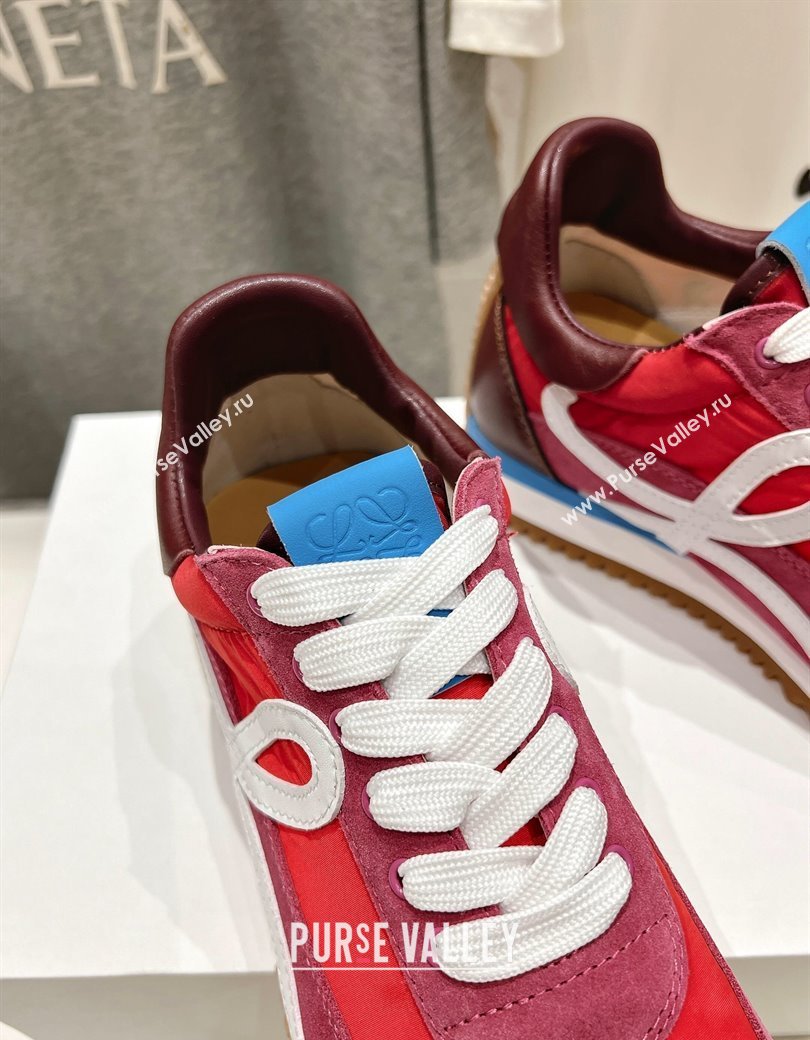 Loewe Flow Runner Sneakers in calfskin, nylon and suede Red 2025 LW022104 (KL-250221041)