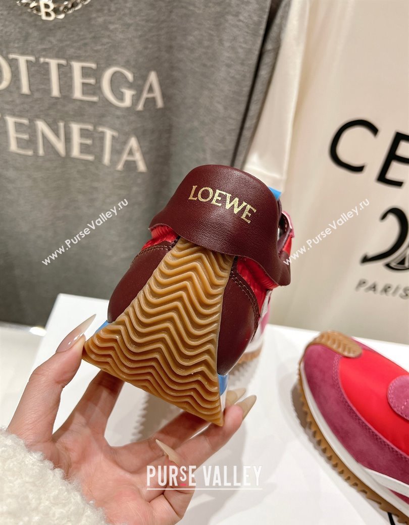 Loewe Flow Runner Sneakers in calfskin, nylon and suede Red 2025 LW022104 (KL-250221041)