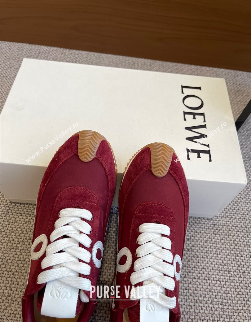 Loewe Flow Runner Sneakers in calfskin, nylon and suede Dark Burgundy 2025 LW022107 (KL-250221044)