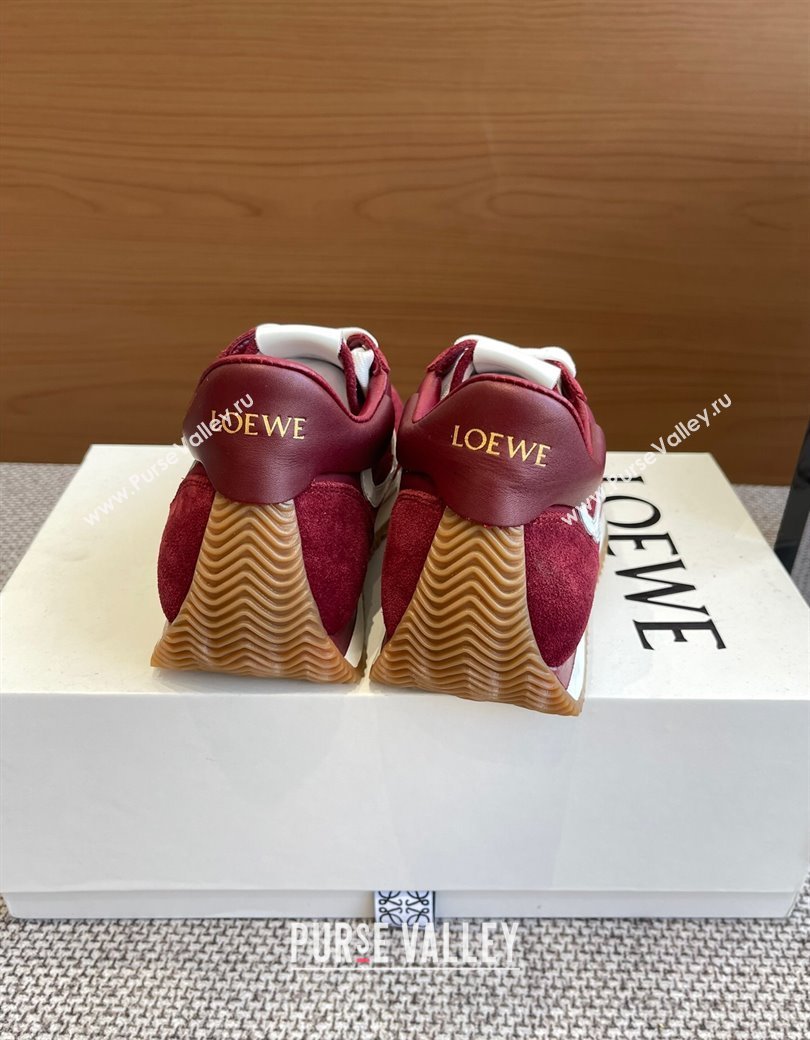 Loewe Flow Runner Sneakers in calfskin, nylon and suede Dark Burgundy 2025 LW022107 (KL-250221044)