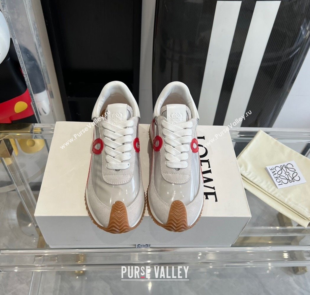 Loewe Flow Runner Sneakers in PVC and suede White/Red 2025 LW02226 (KL-250221066)