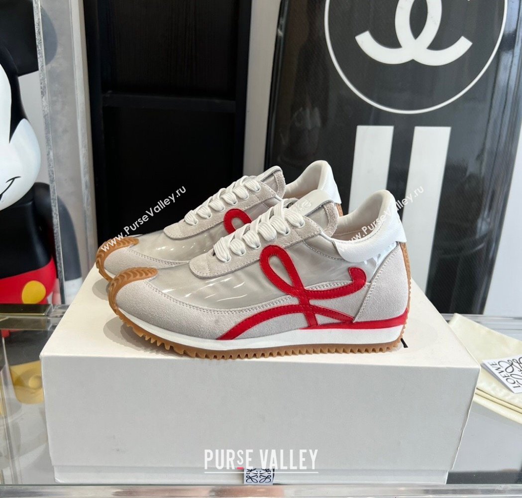 Loewe Flow Runner Sneakers in PVC and suede White/Red 2025 LW02226 (KL-250221066)