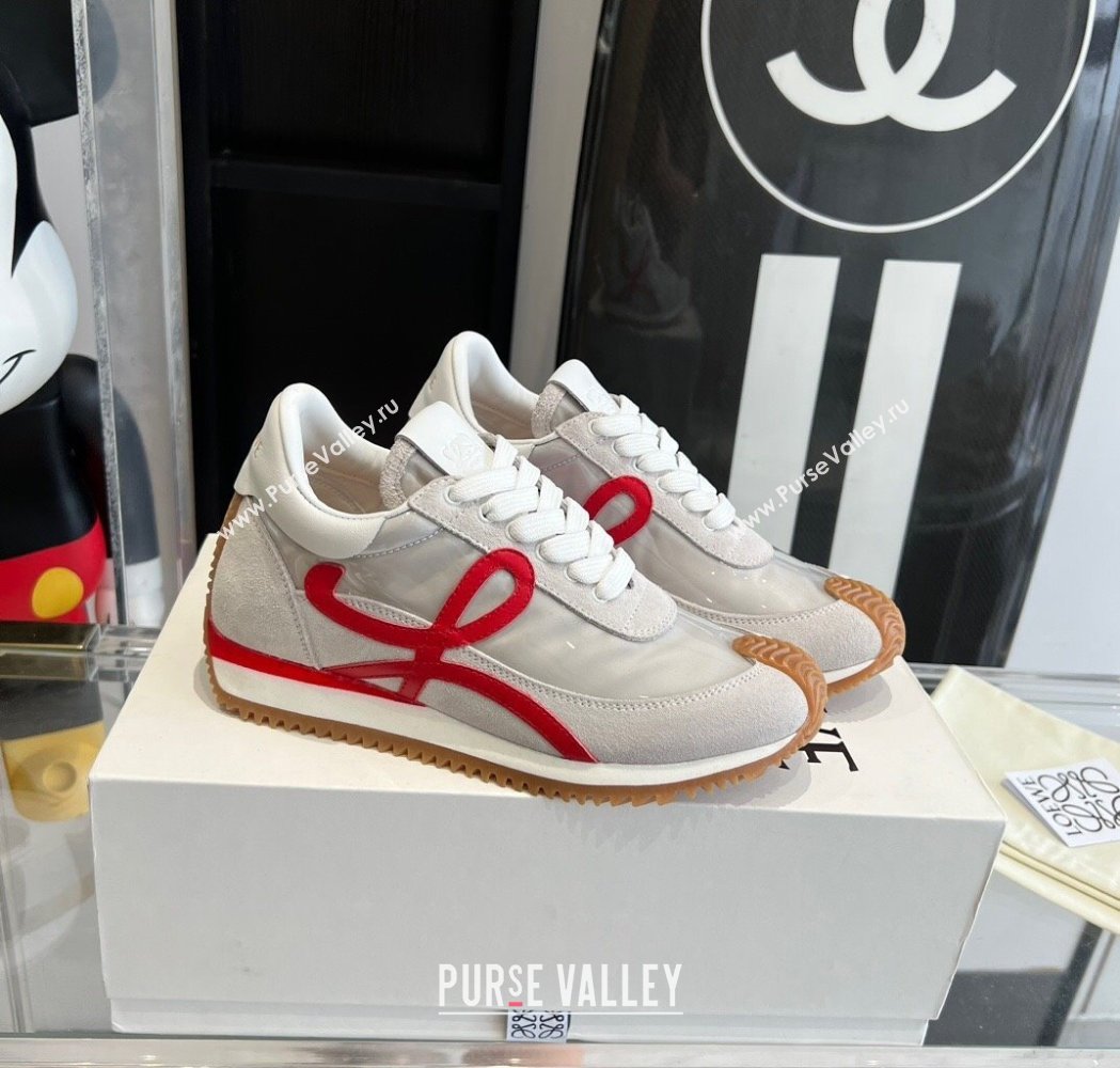 Loewe Flow Runner Sneakers in PVC and suede White/Red 2025 LW02226 (KL-250221066)