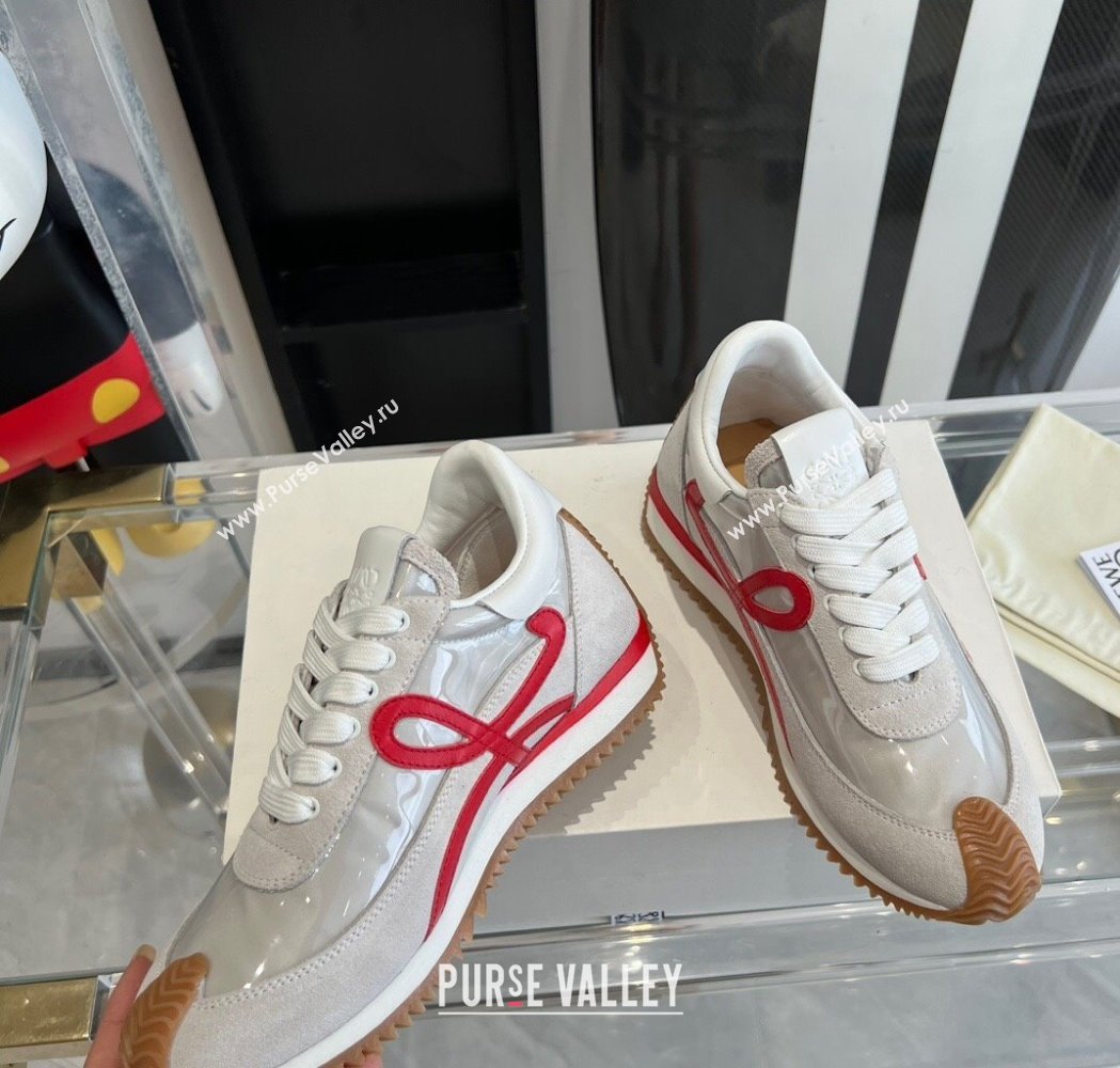 Loewe Flow Runner Sneakers in PVC and suede White/Red 2025 LW02226 (KL-250221066)