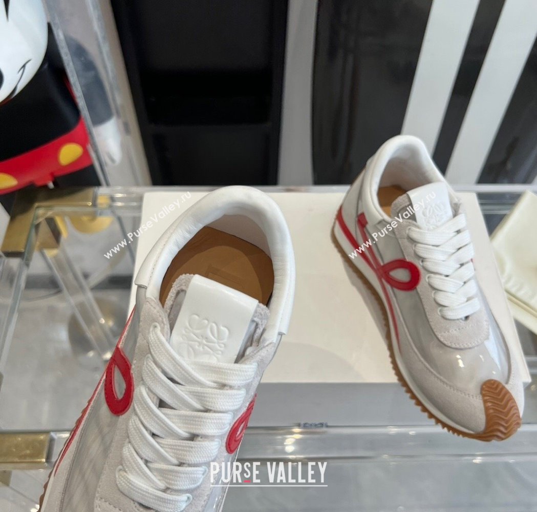 Loewe Flow Runner Sneakers in PVC and suede White/Red 2025 LW02226 (KL-250221066)