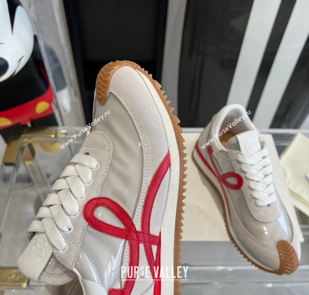 Loewe Flow Runner Sneakers in PVC and suede White/Red 2025 LW02226 (KL-250221066)