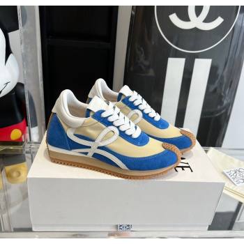Loewe Flow Runner Sneakers in calfskin, nylon and suede Beige/Blue 2025 LW02208 (KL-250221045)