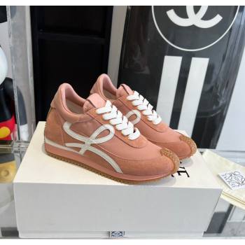 Loewe Womens Flow Runner Sneakers in calfskin, nylon and suede Pink 2025 LW02210 (KL-250221048)